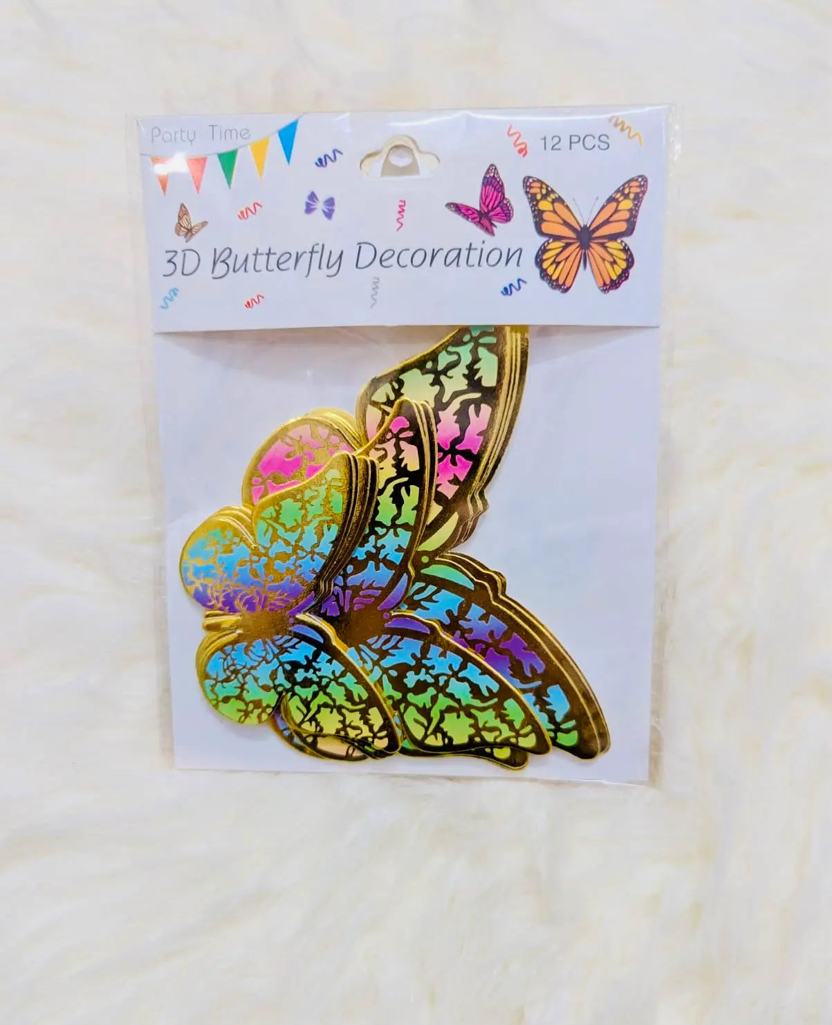 3D Multicolour Butterfly Decorations – Pack of 12
