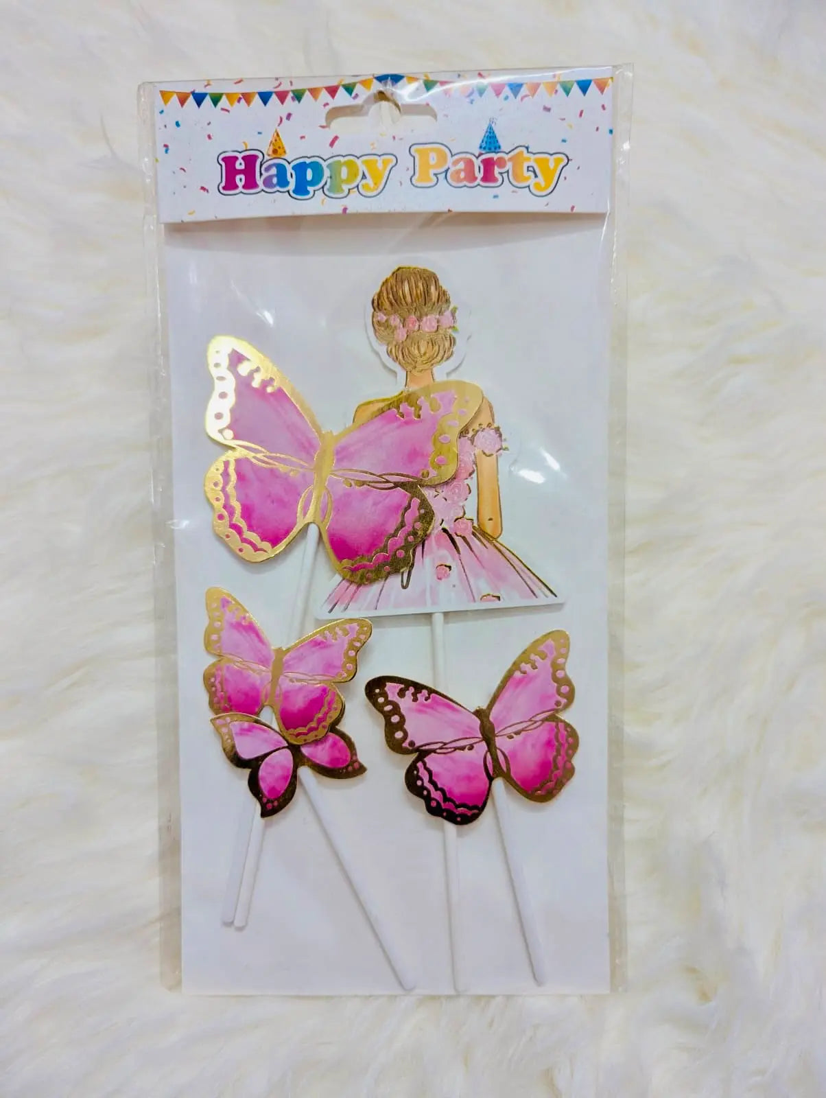Lady & Butterfly Cake Topper Set | Elegant Cake Decoration