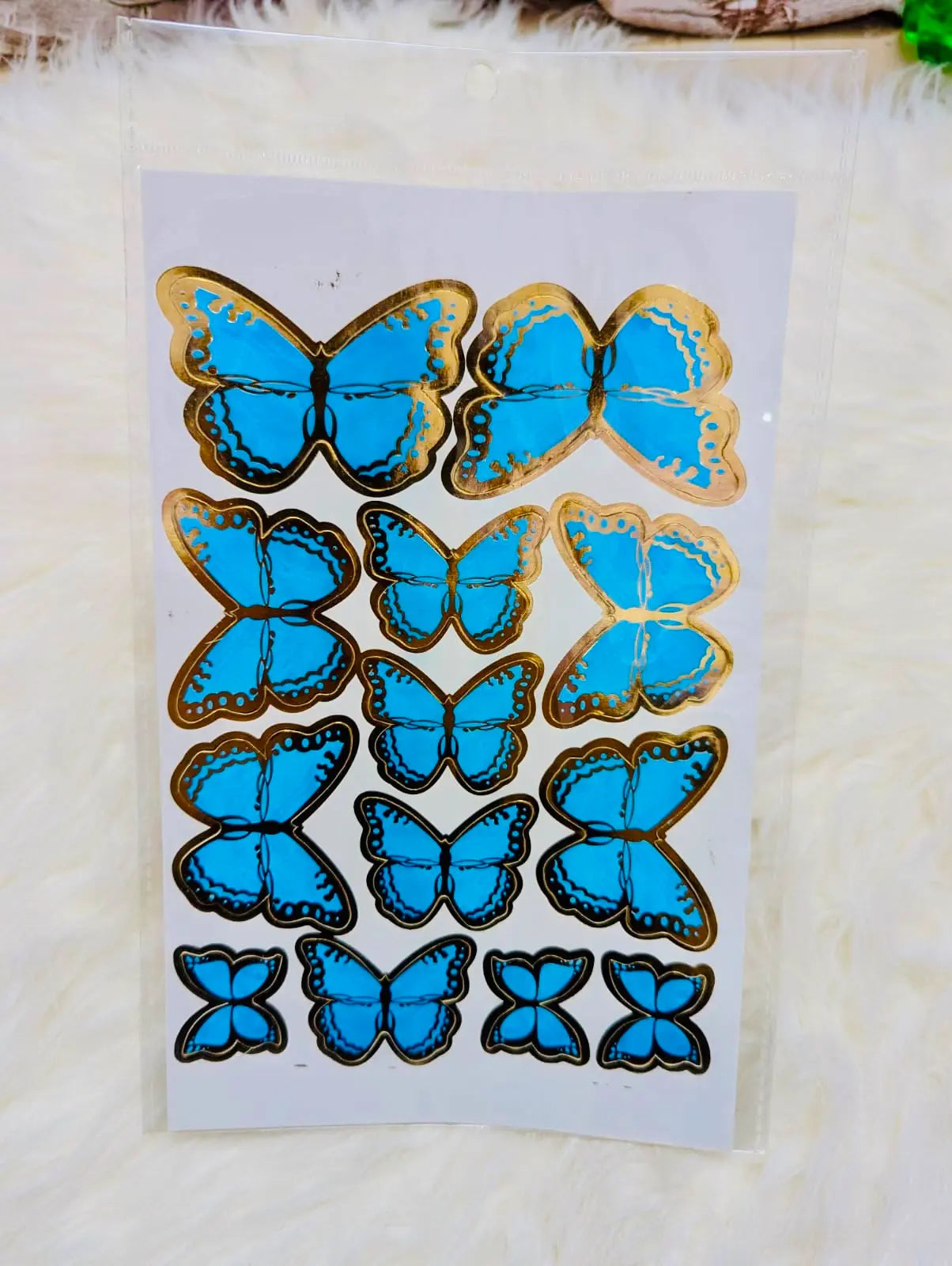 3D Blue Butterfly Sheet – 13 Pieces for Cake Décor