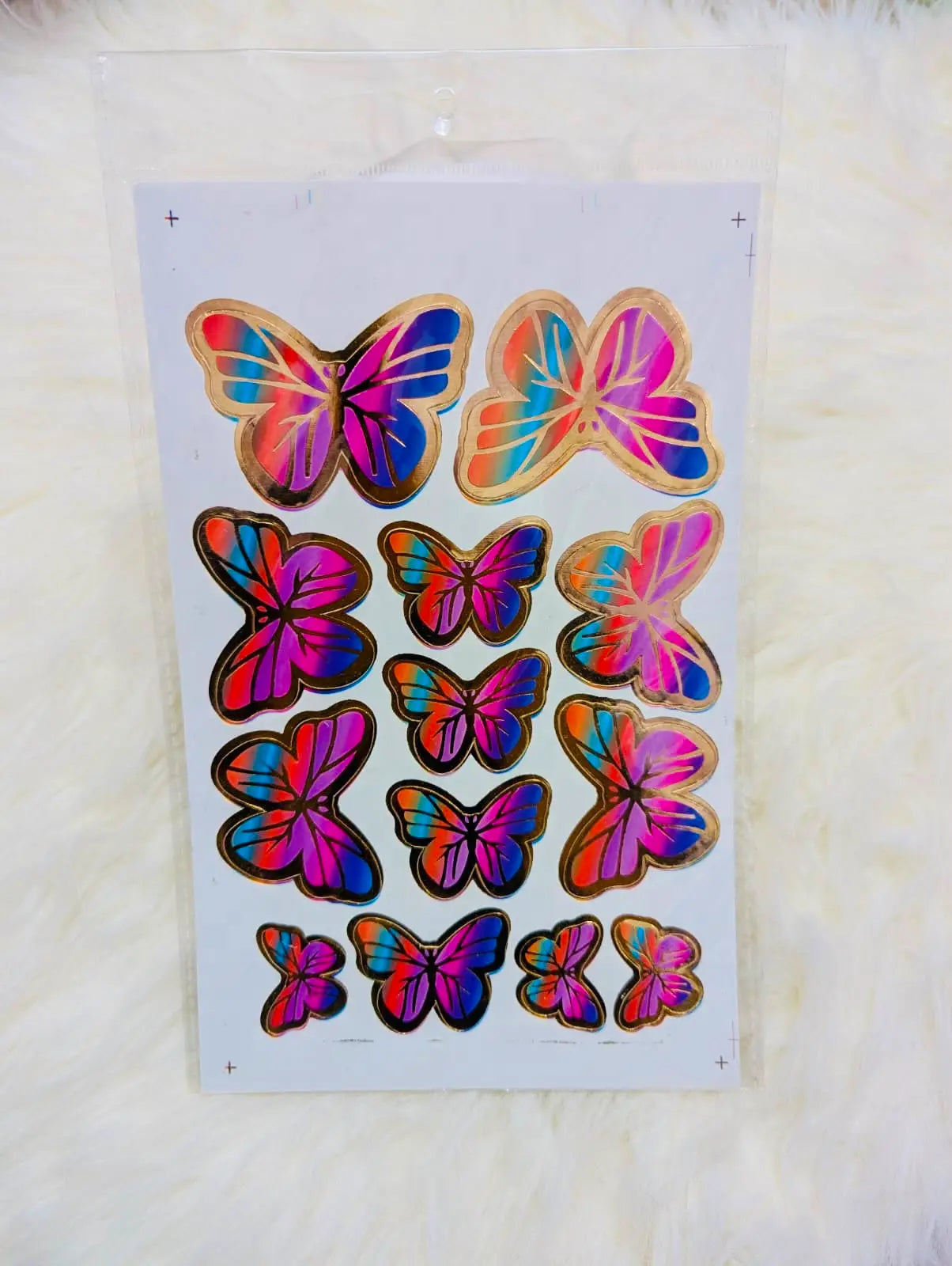 3D Multicolour Butterfly Sheet – 13 Pieces for Cake Décor