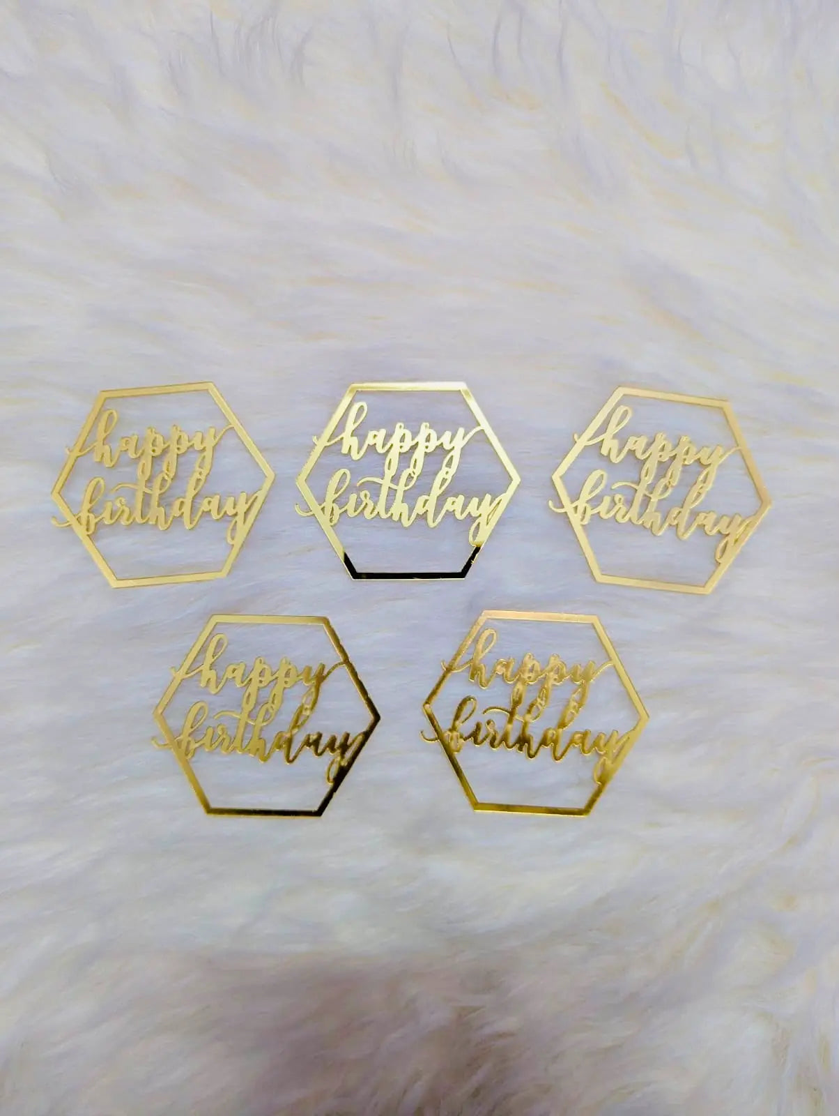 Happy Birthday Acrylic Tags for Cakes & Gifts – Pack of 5