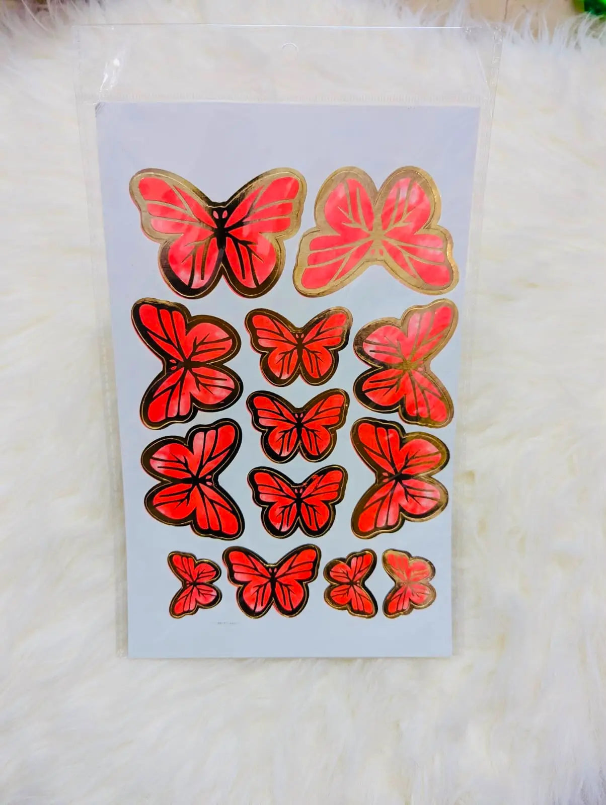 3D Red Butterfly Sheet – 13 Pieces for Cake Décor