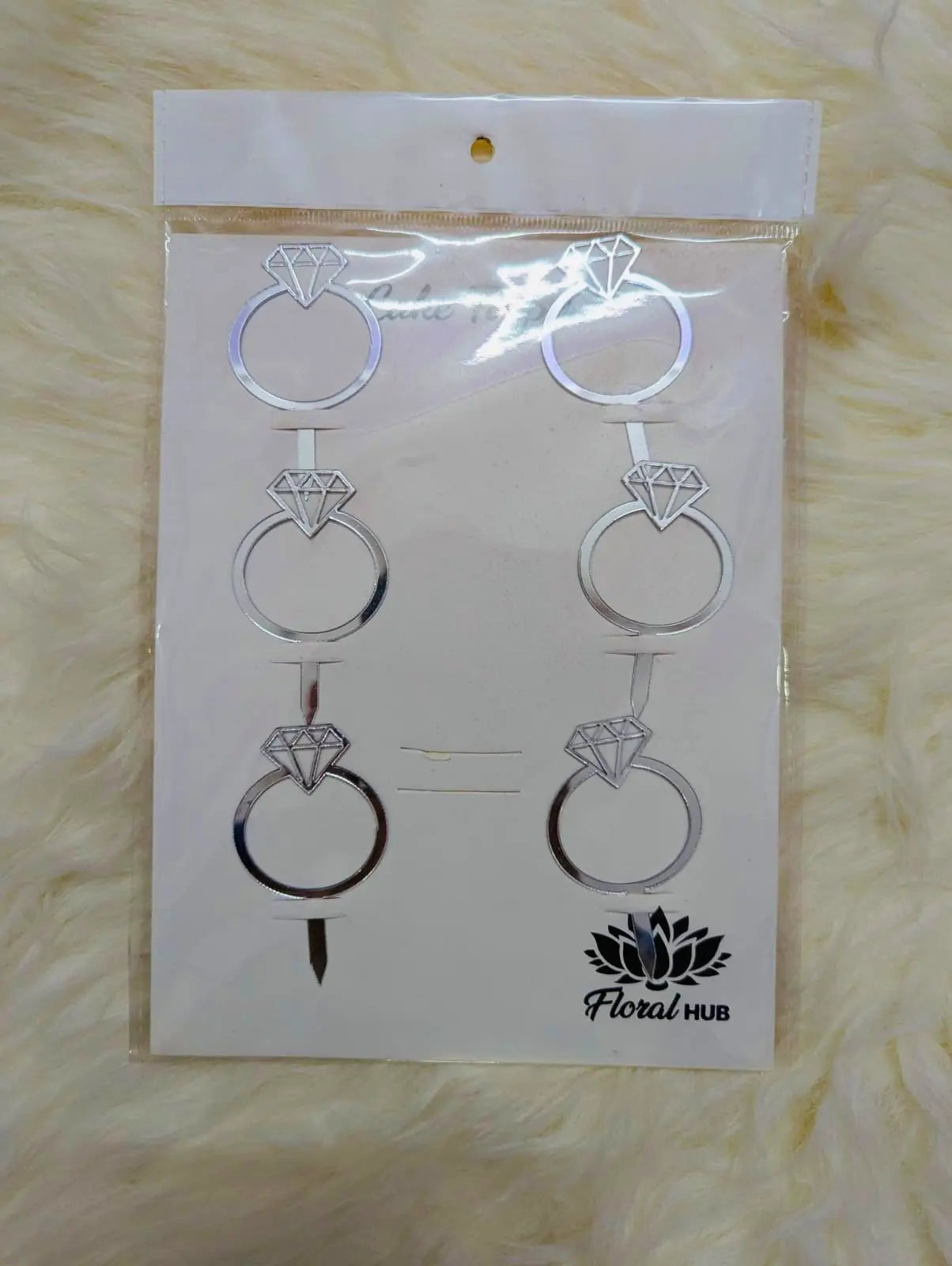 Small Silver Ring Cake Toppers – Pack of 6 Pieces
