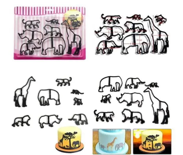 8-Piece Safari Animal Cutter Set | Fondant & Cookie Tools