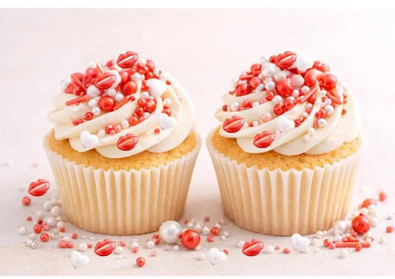 Edible Red & White Sprinkles Mix 25g | Cake Decoration