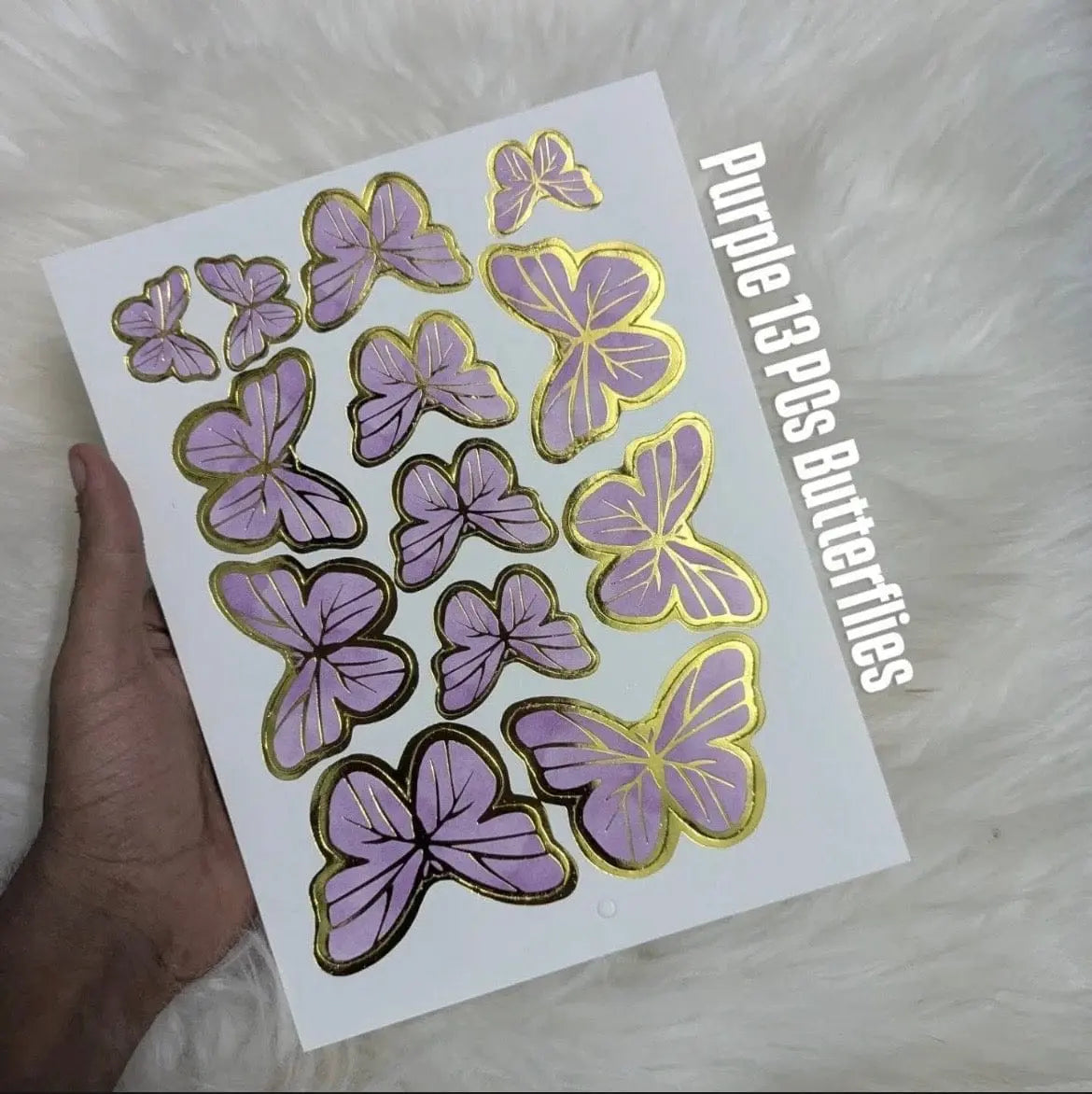3D Purple Butterfly Sheet – 13 Pieces for Cake Décor