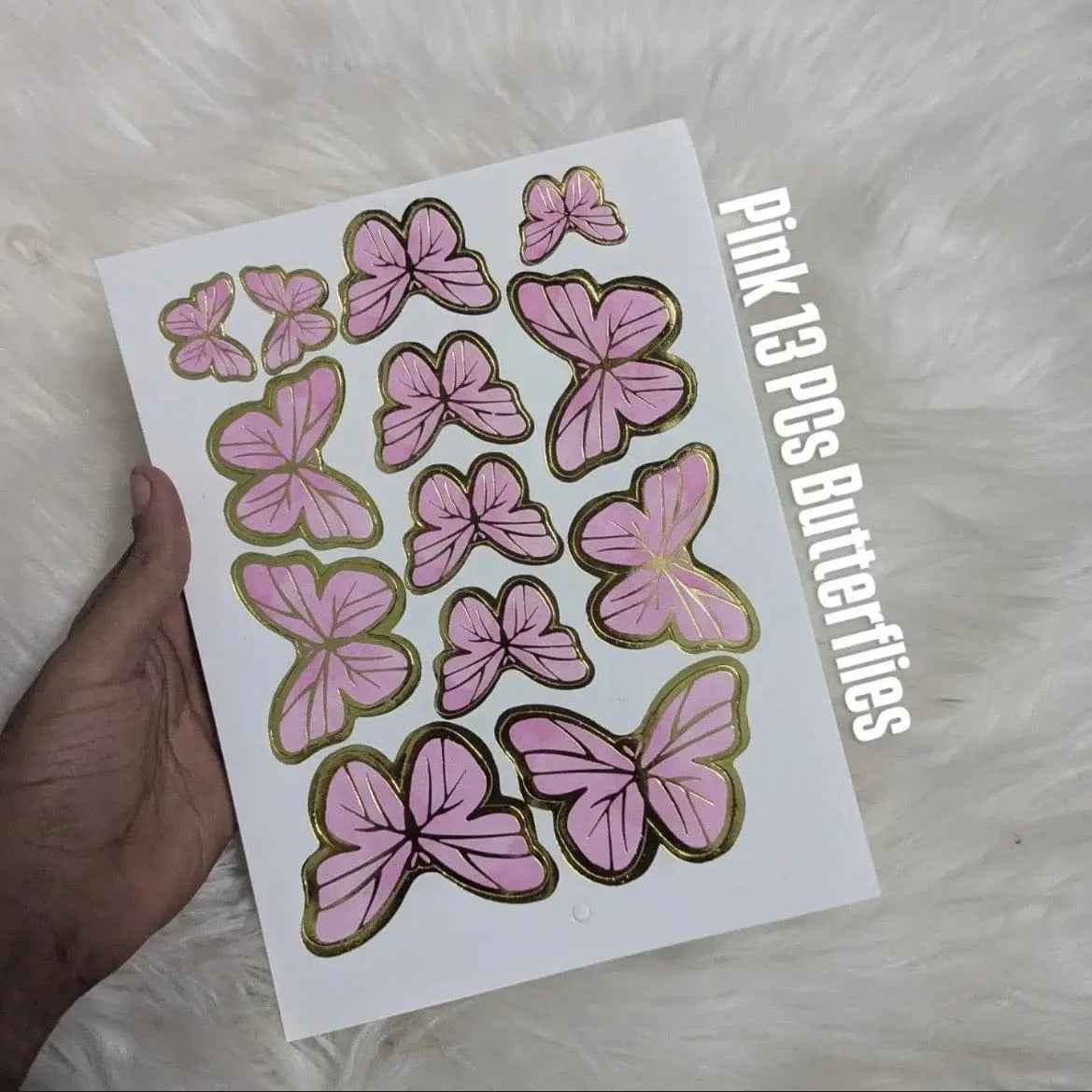 3D Pink Butterfly Sheet – 13 Pieces for Cake Décor