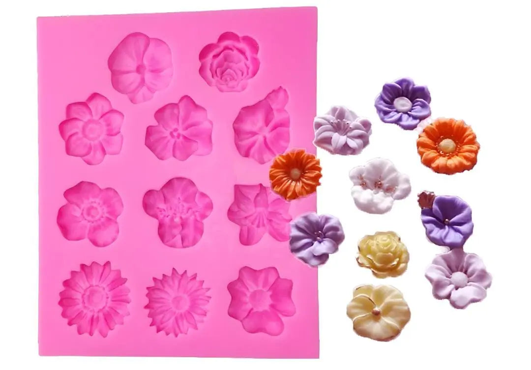 11-Cavity Flower Silicone Fondant Mould | Cake Decorating