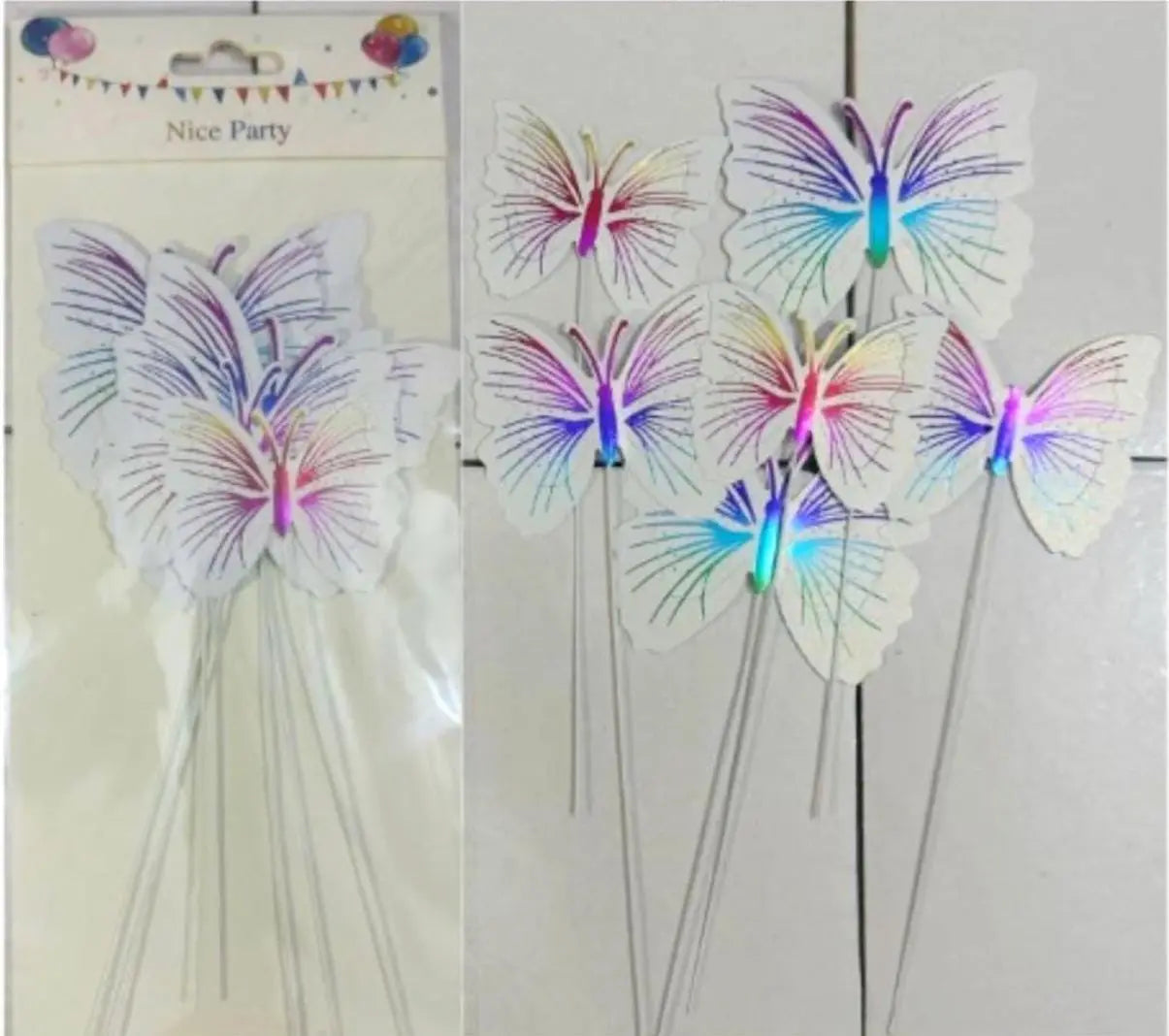 Imported White Wire Butterfly (6pcs) | Cake & Craft Decoration