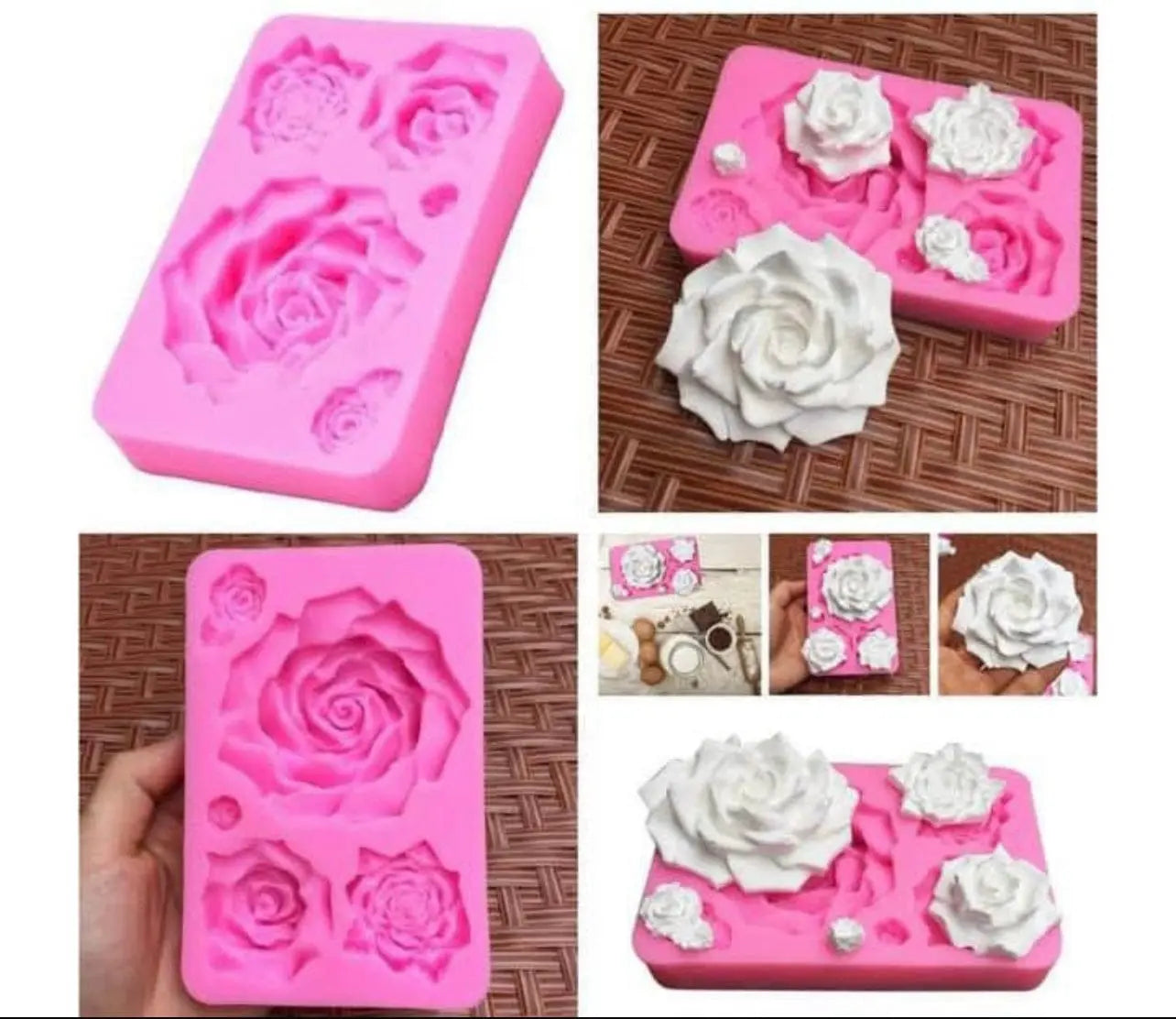 Big Multi Rose Silicone Fondant Mould | Cake Decorating Mold