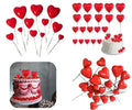 Red Faux Heart Toppers Pack of 20 | Cake Decoration Picks
