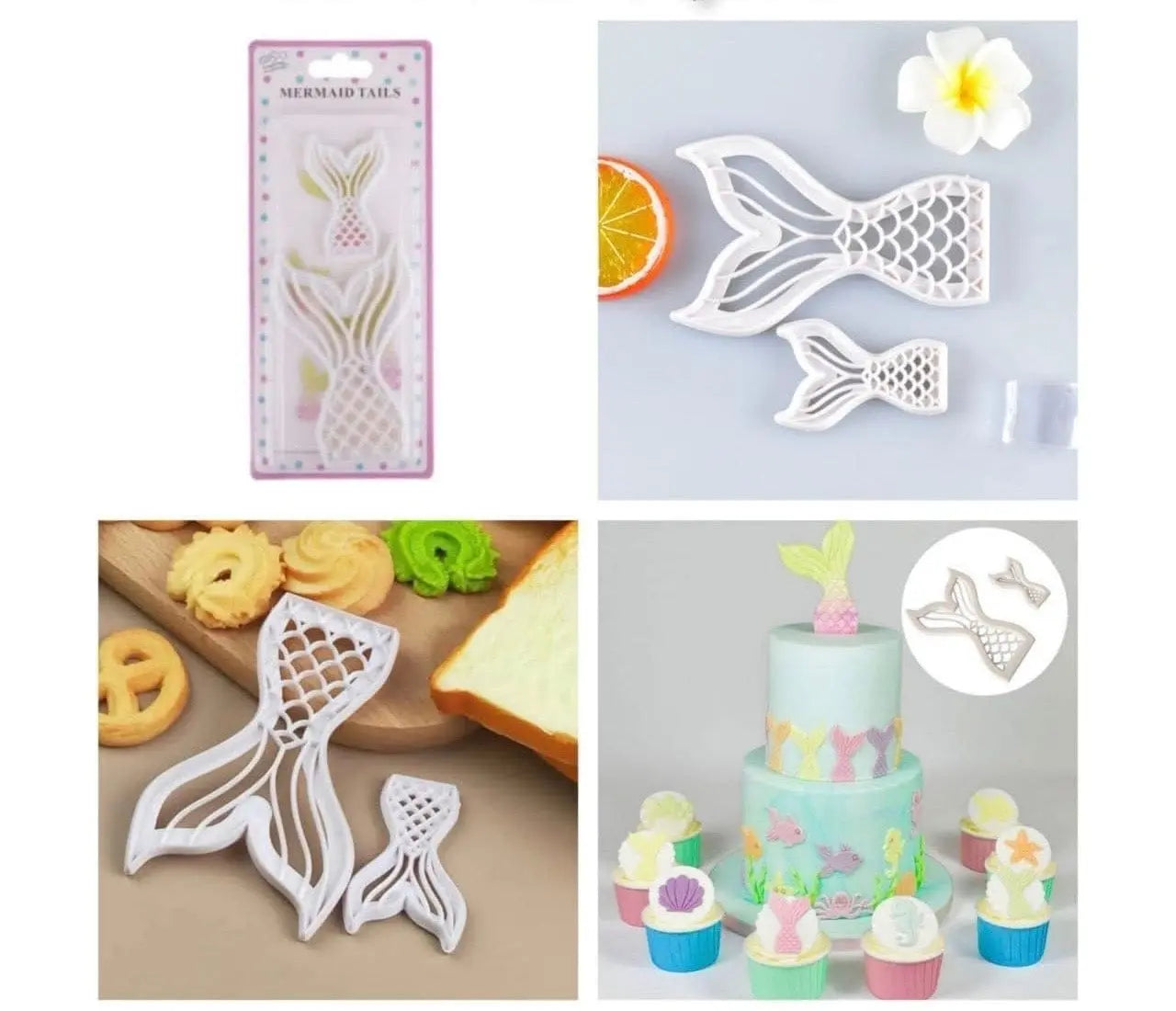 Mermaid Tail Fondant & Cookie Cutter 2-Piece Set | Plastic Cake Tools
