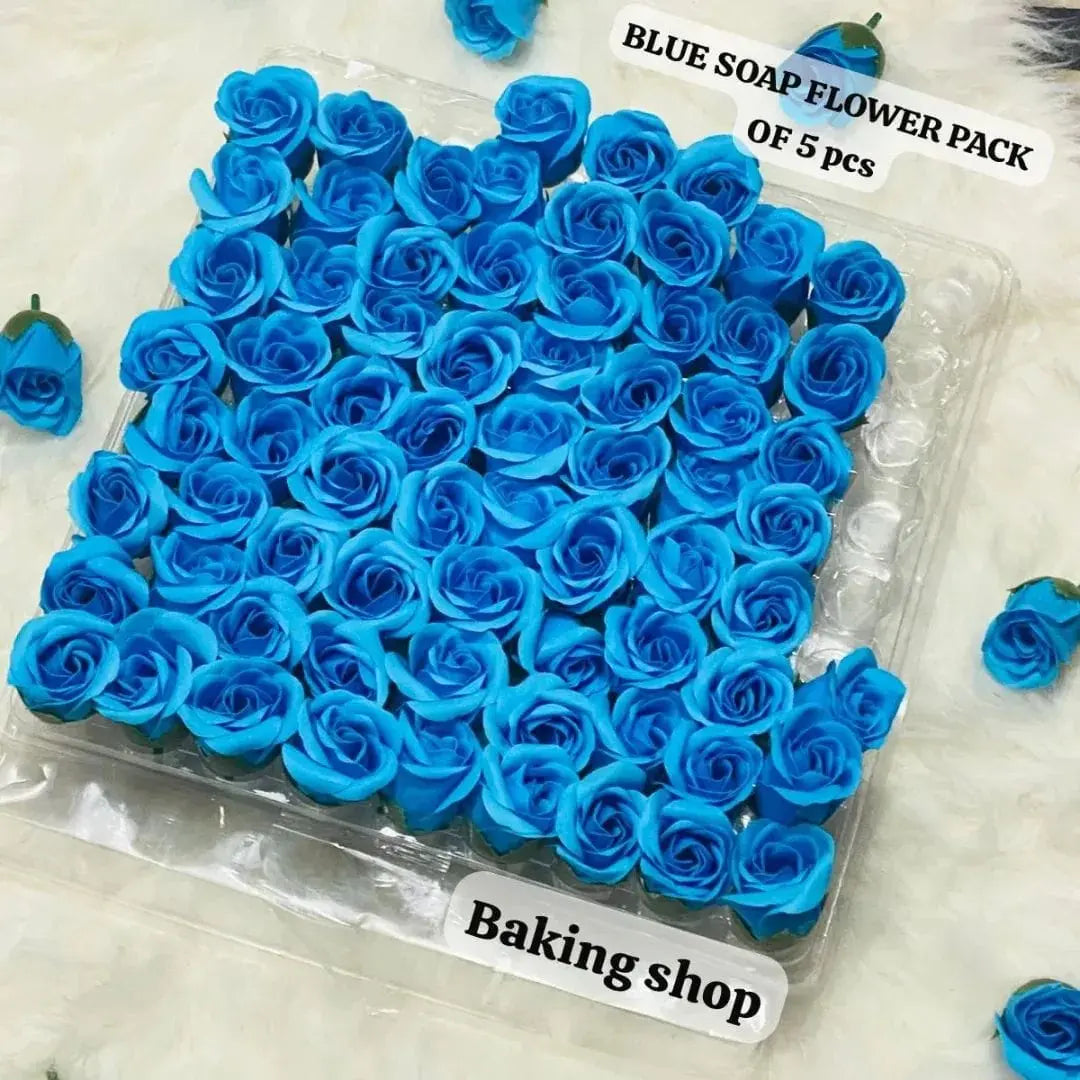 Blue Soap Flowers Pack of 5 Pcs | Cake Decorations