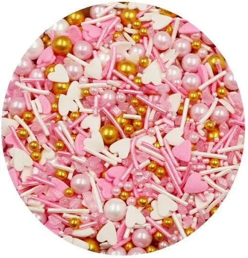 Edible Pink, White & Gold Sprinkles Mix 25g | Cake Décor