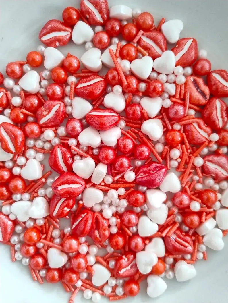 Edible Red & White Sprinkles Mix 25g | Cake Decoration