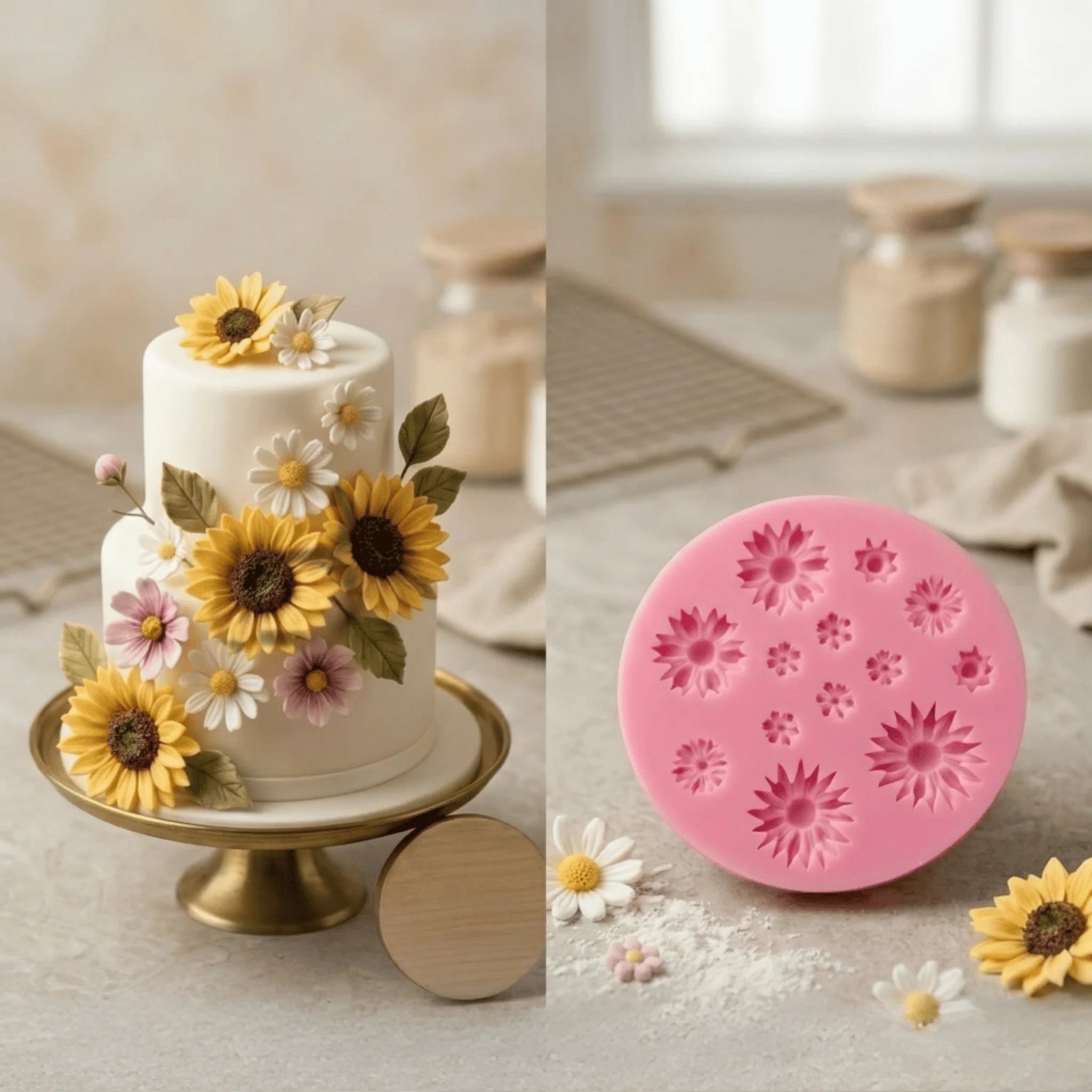 13 Cavity Mini Sunflower Silicone Mold | Cake, Soap & Resin Craft Mould