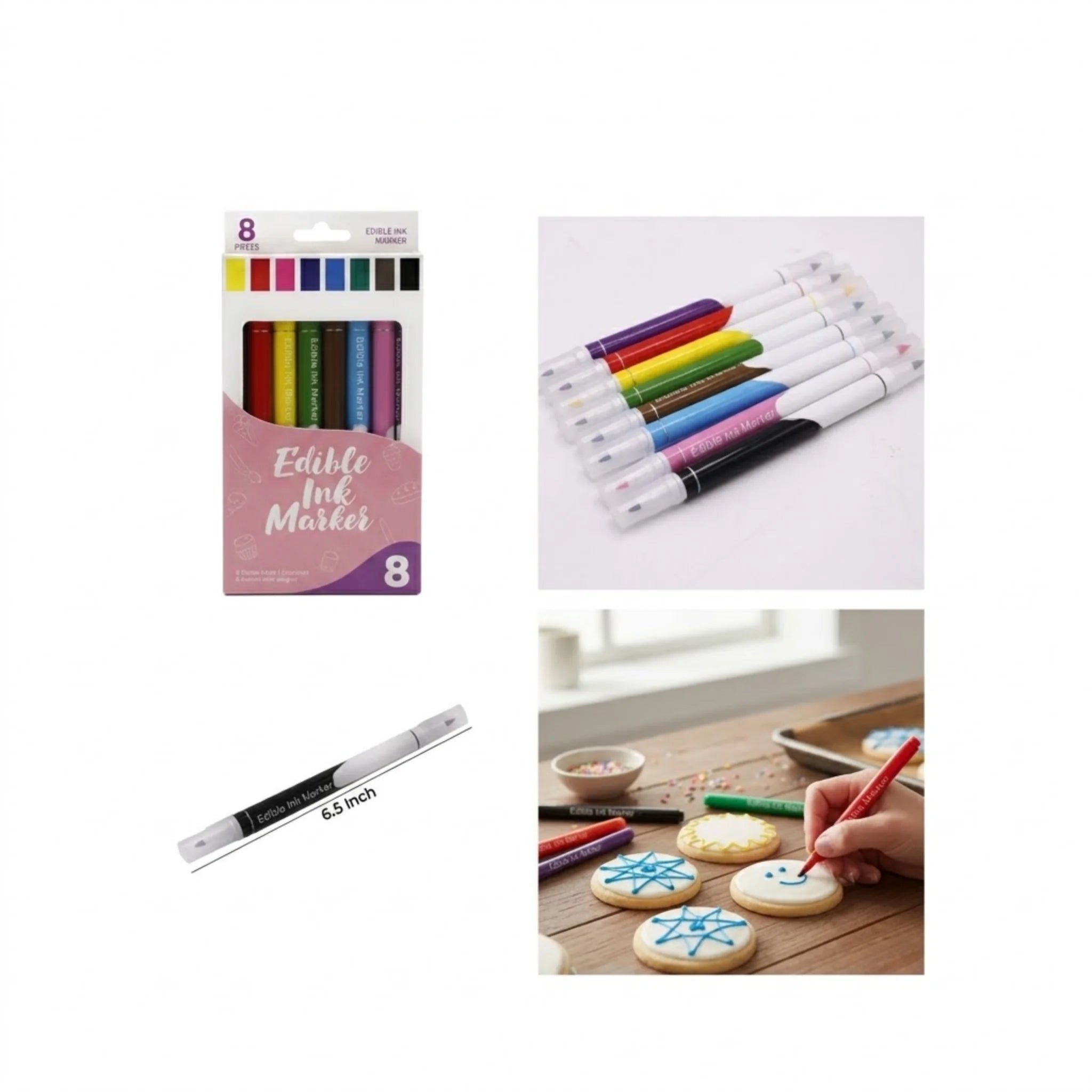 Multicolor Edible Food Markers 8Pcs Set | Cake Decorating Pens